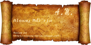 Alexay Mária névjegykártya