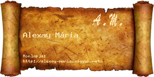Alexay Mária névjegykártya
